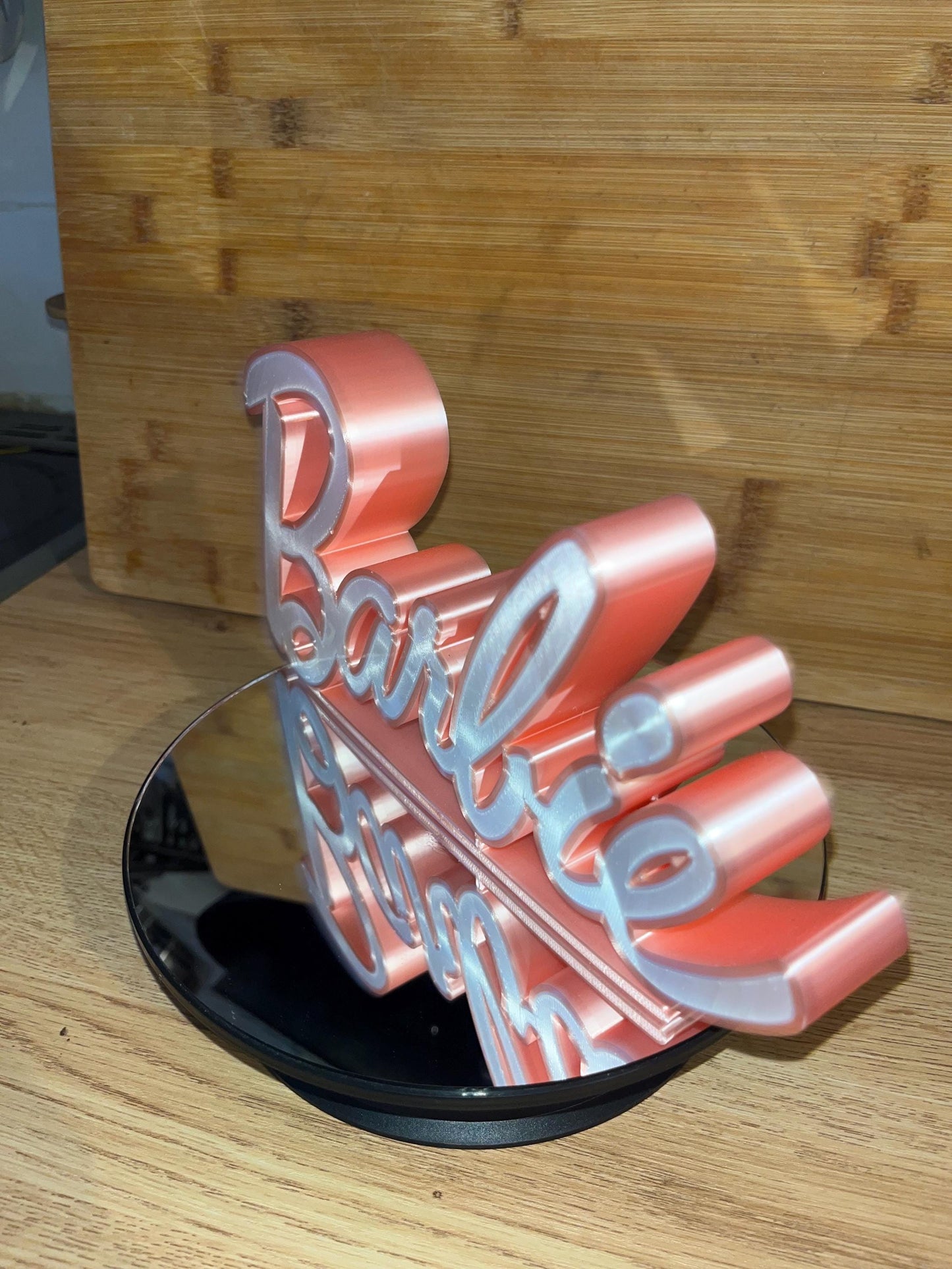 Customisable Silk shine Barbie improvised (Dollie font) Name Sign banner 25cm long. UK seller.