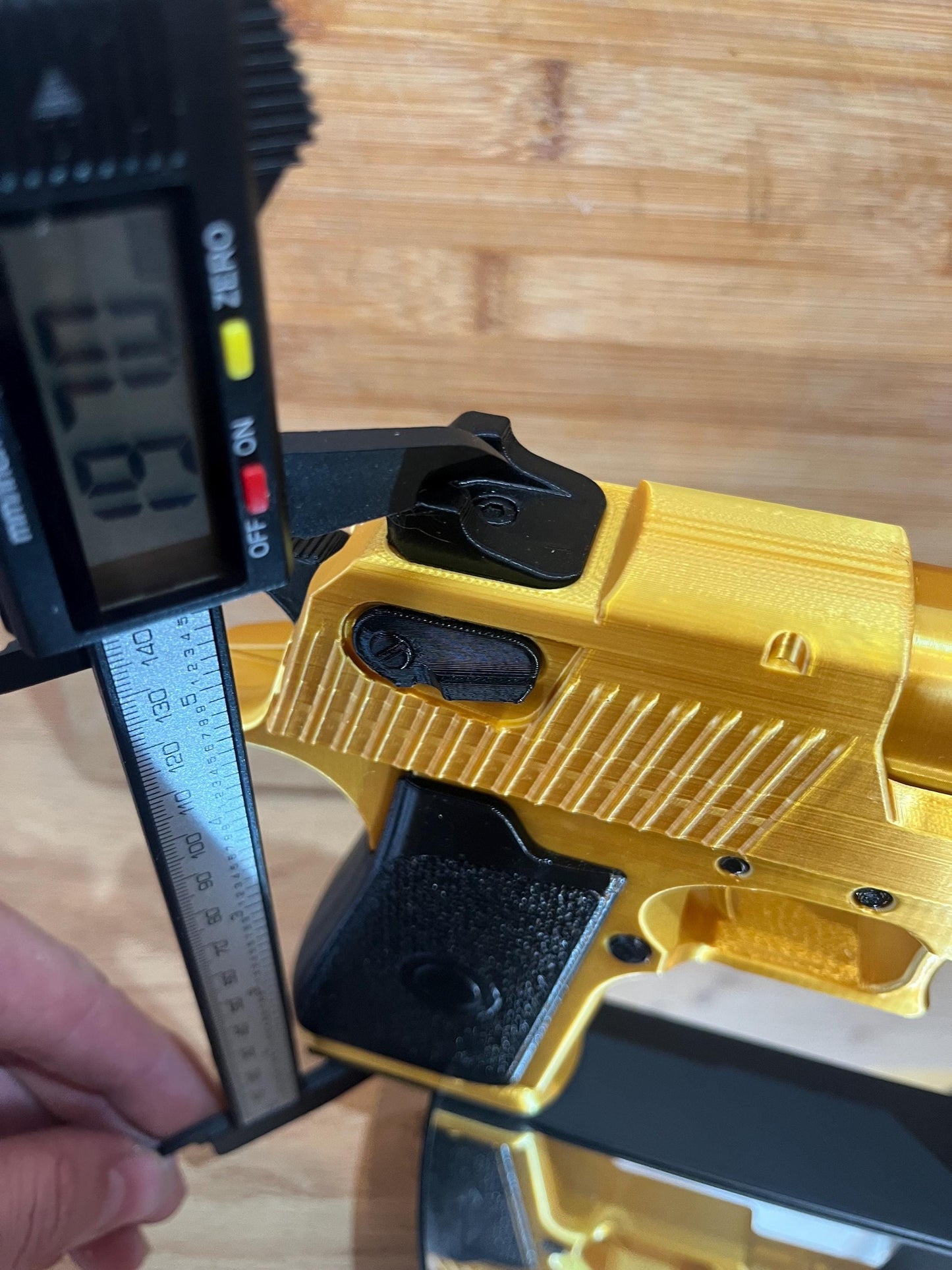 Desert Eagle prop gun with detachable base - perfect for gamers. Deadpool, Available in Gold or Gold/Black. UK shop.