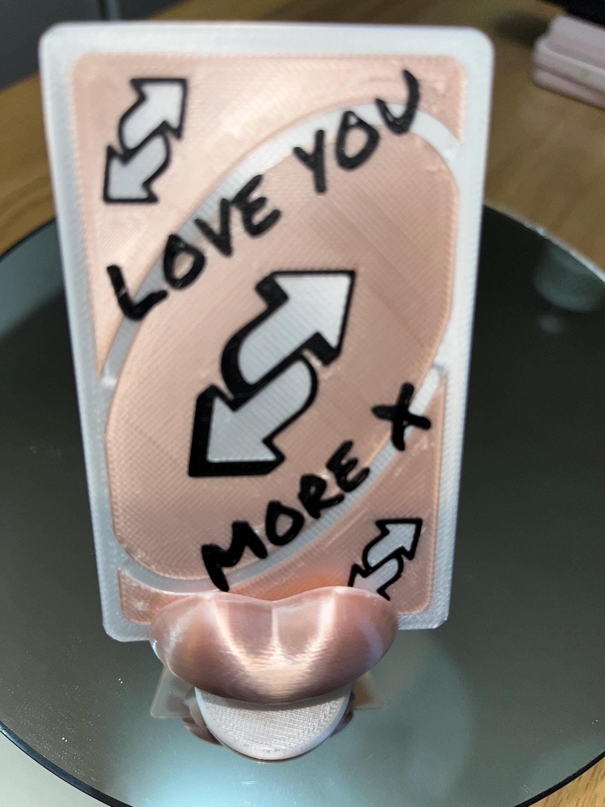 UNO Silk Pink reverse card. “Love you more x”