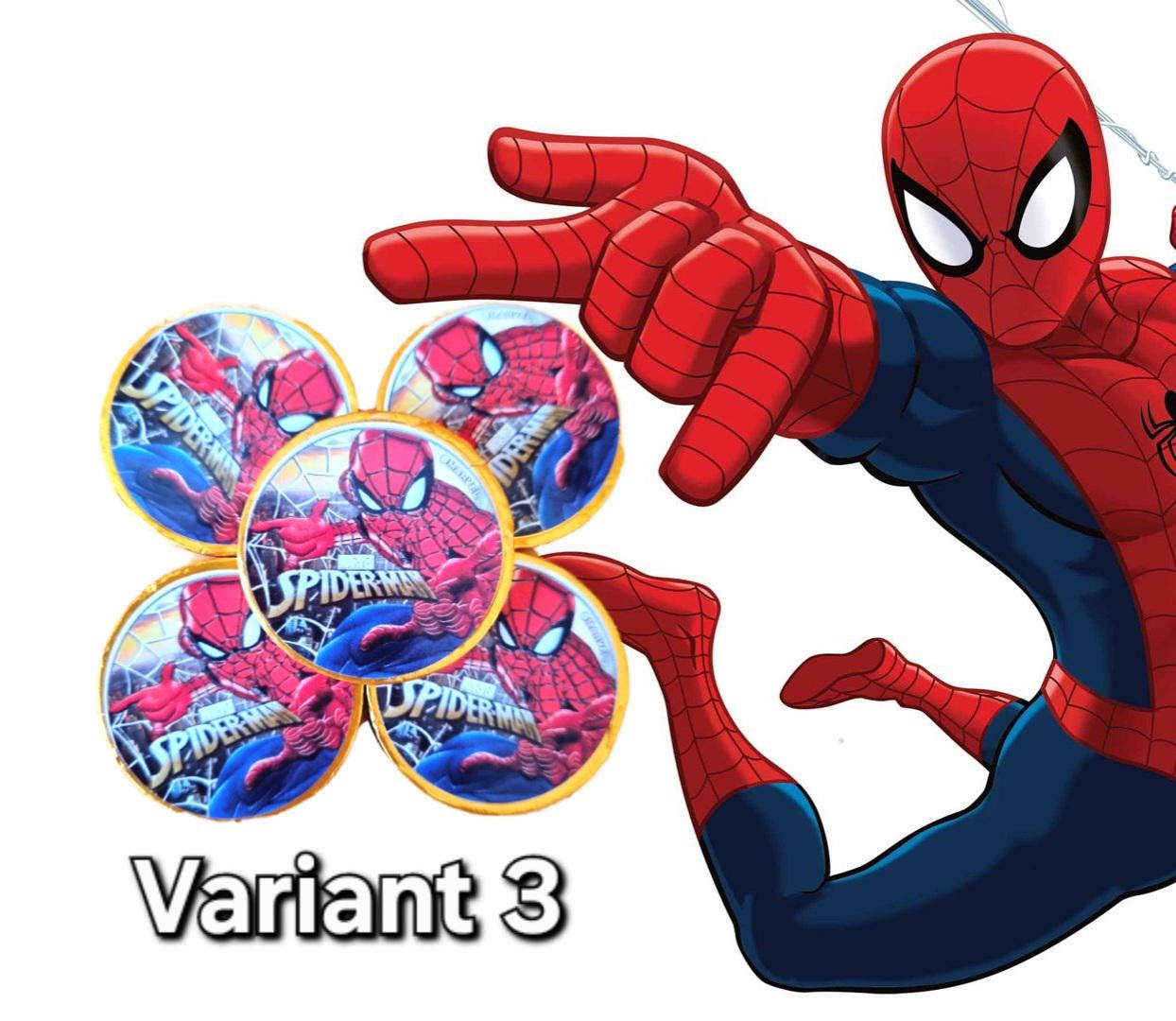 Shiny Spiderman Double sided chocolate coins . UK seller