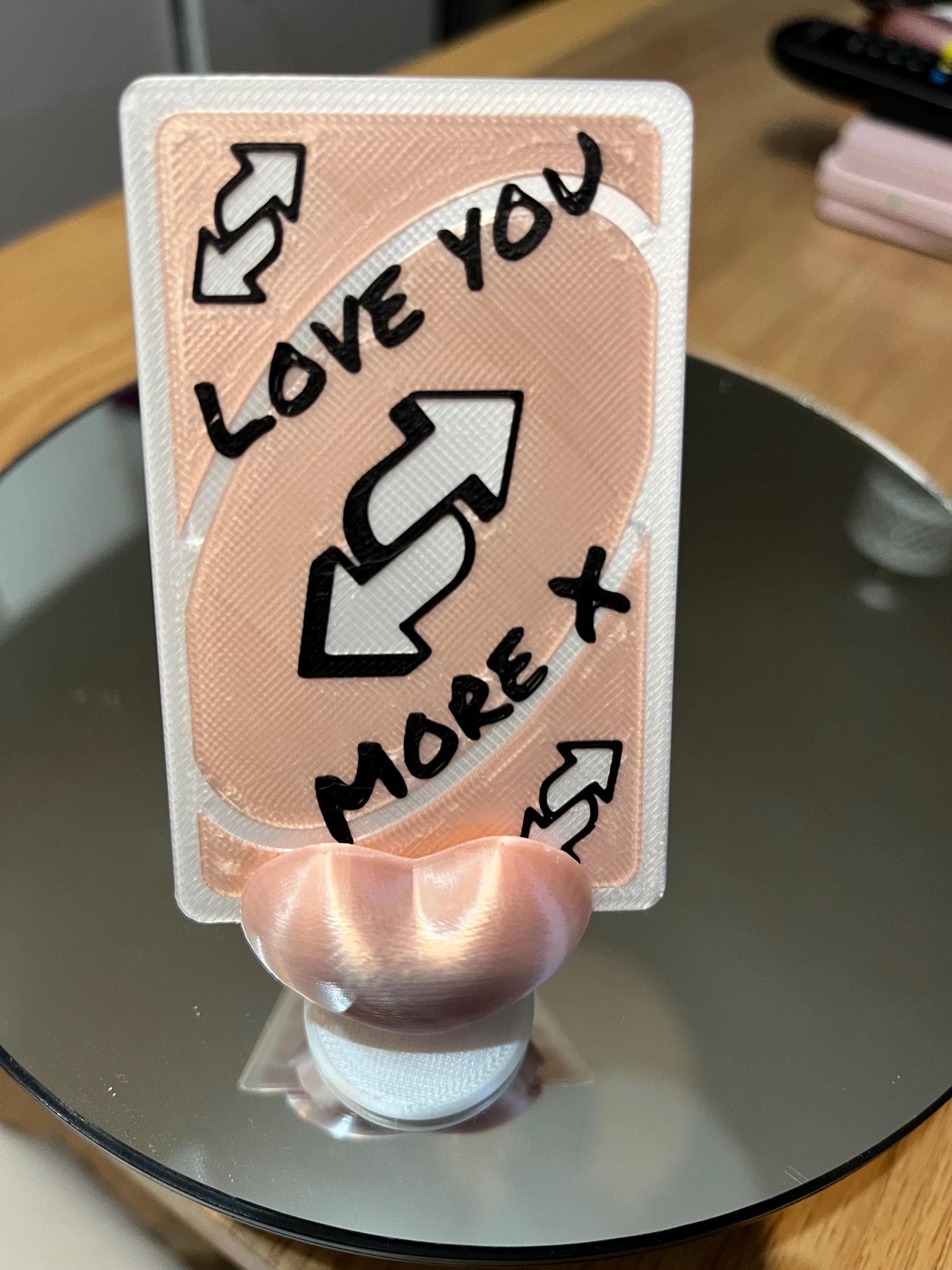 UNO Silk Pink reverse card. “Love you more x”