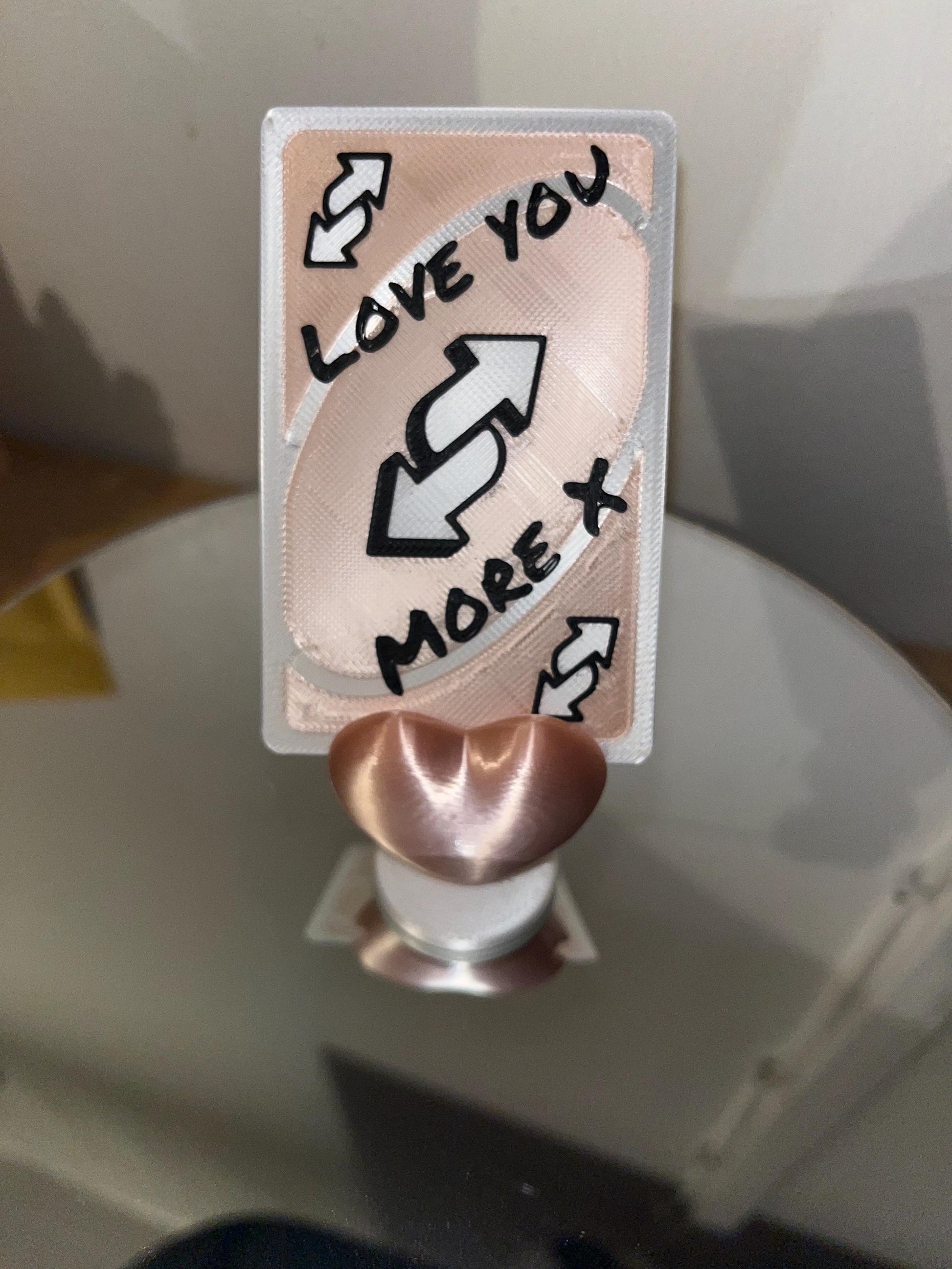 UNO Silk Pink reverse card. “Love you more x”