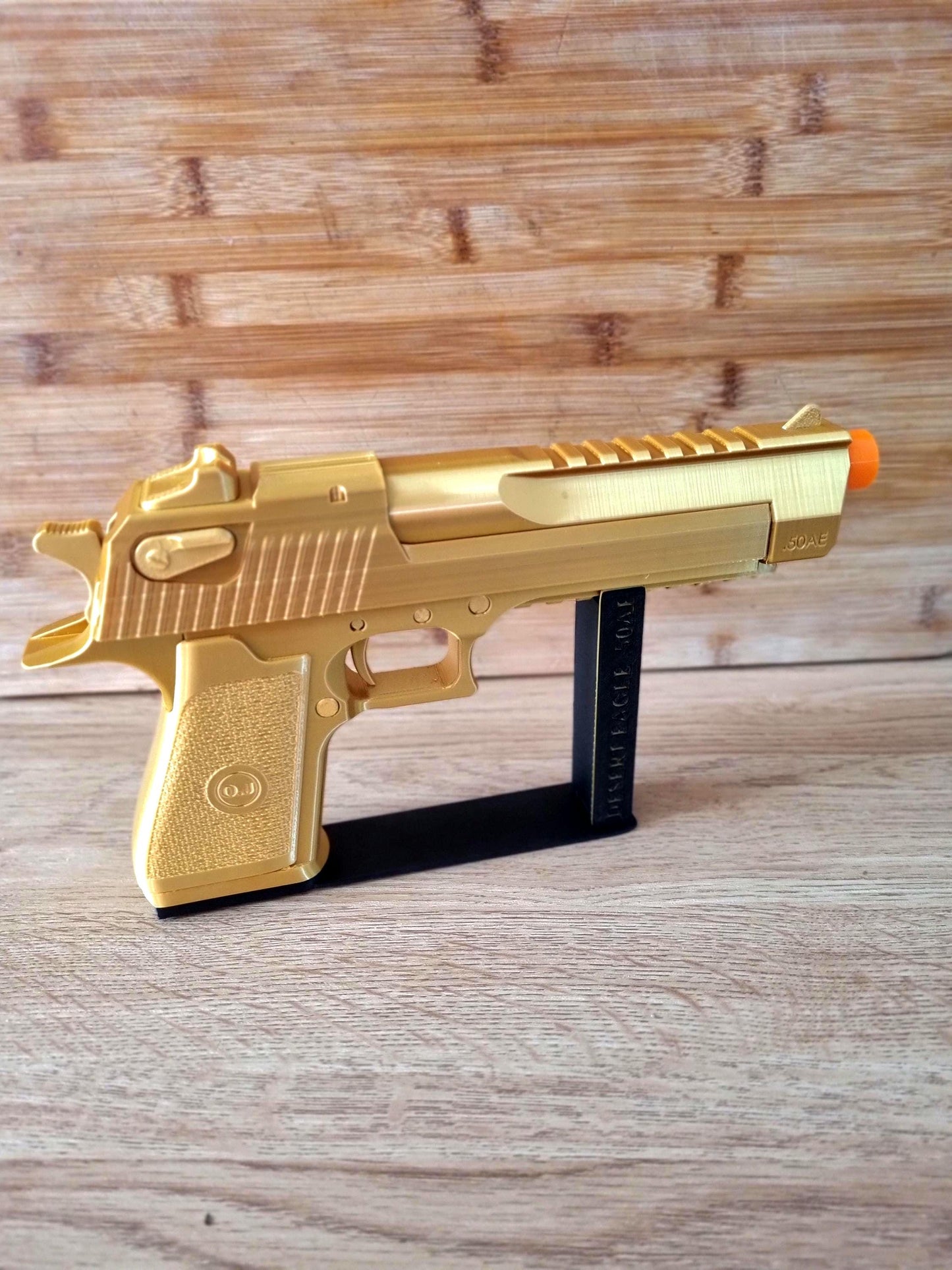 Desert Eagle prop gun with detachable base -  perfect for gamers. Deadpool, Available in Gold or Gold/Black. UK shop.