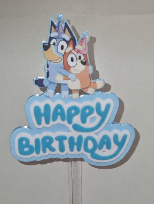 Bluey 3D sign or cake topper with removable stick and base options