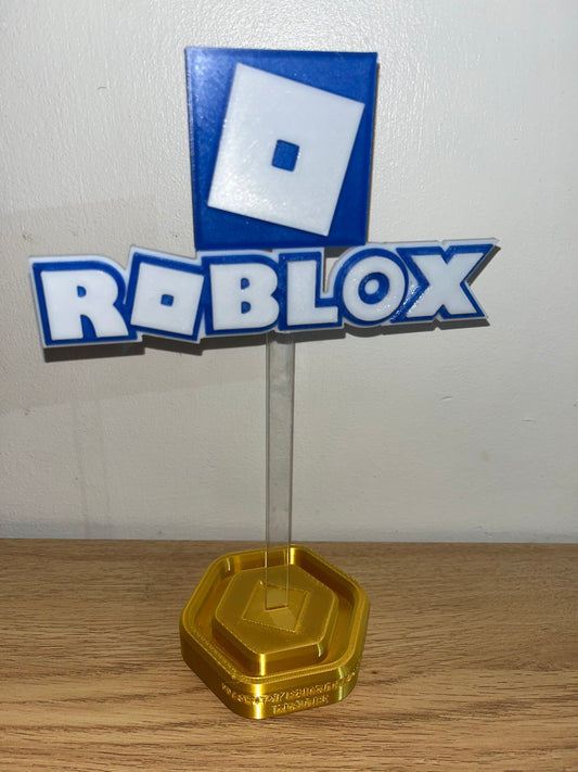 Roblox 3D sign or cake topper with removable stick and base options