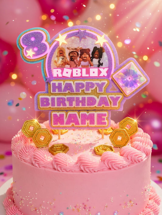Roblox 3D cake topper with name and age personalisation