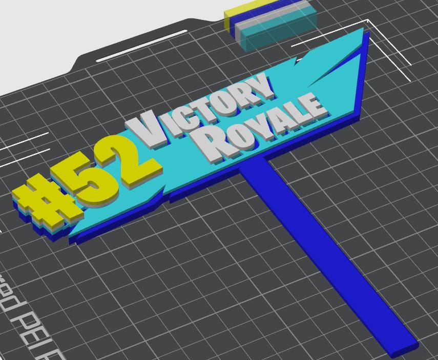 Fortnight Victory Royale 3D sign and cake topper with base - 100% FDA food safe - gamers birthday