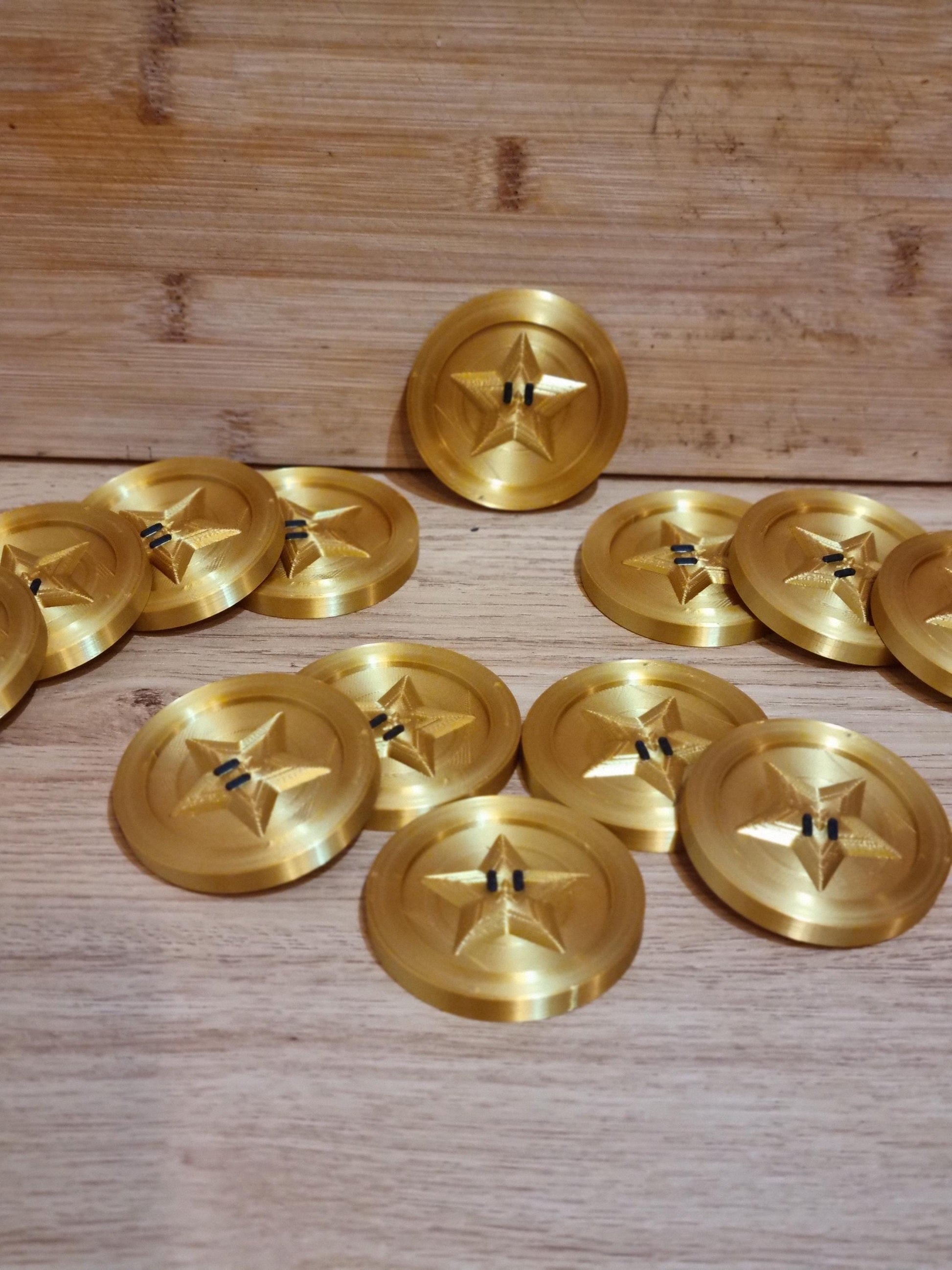 Stunning Mario Kart Gold Coins - Star or Line/Pipe - Shiny Gold.