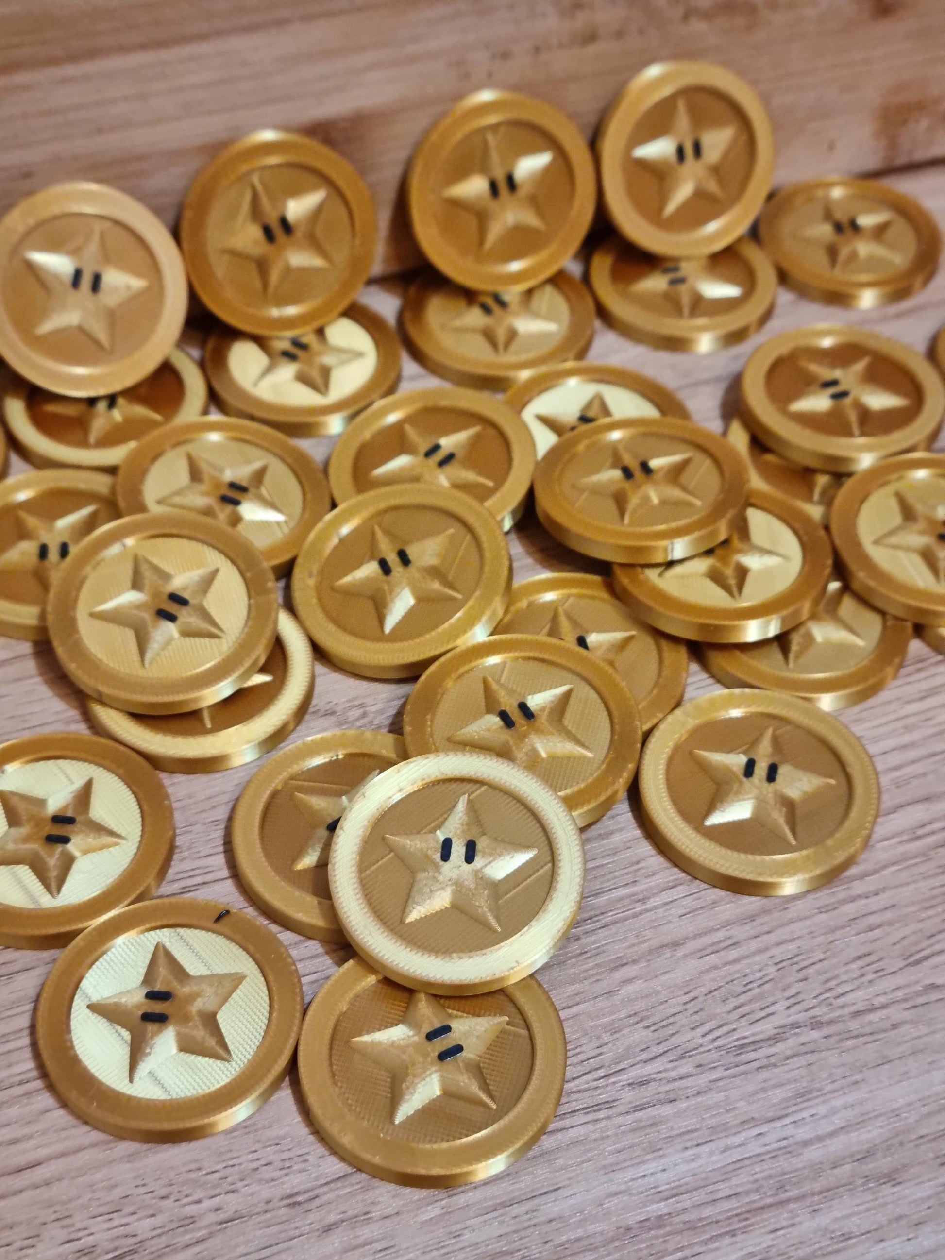 Stunning Mario Kart Gold Coins - Star or Line/Pipe - Shiny Gold.