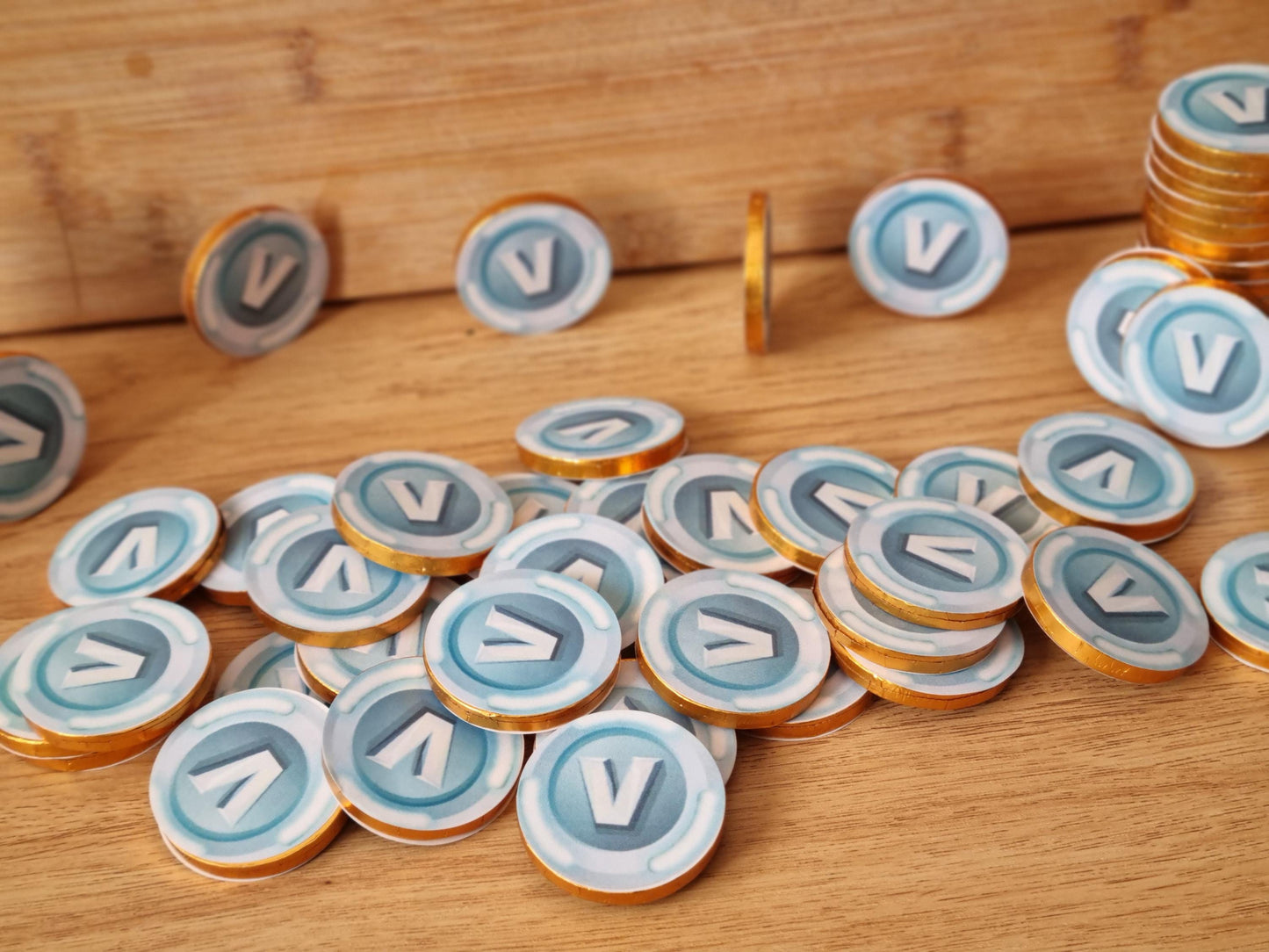 Stunning vbuck Fortnight Double sided chocolate coins . UK seller