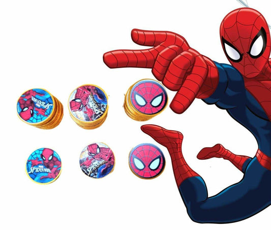 Shiny Spiderman Double sided chocolate coins . UK seller