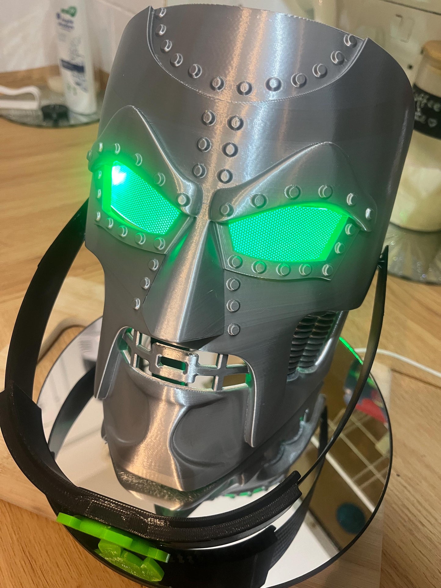 Dr Doom Mask with LED light eyes and twist tightening head strap