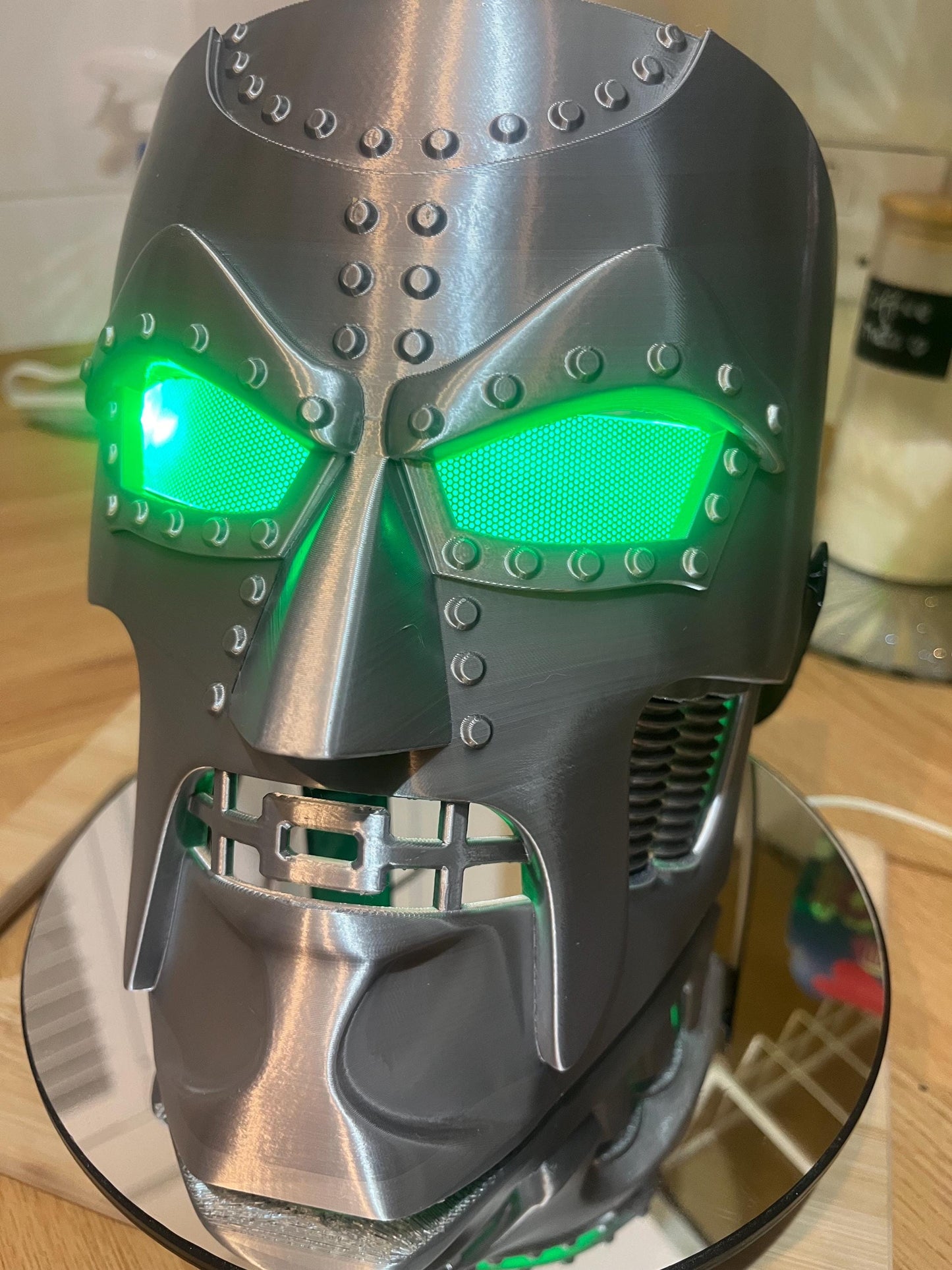 Dr Doom Mask with LED light eyes and twist tightening head strap