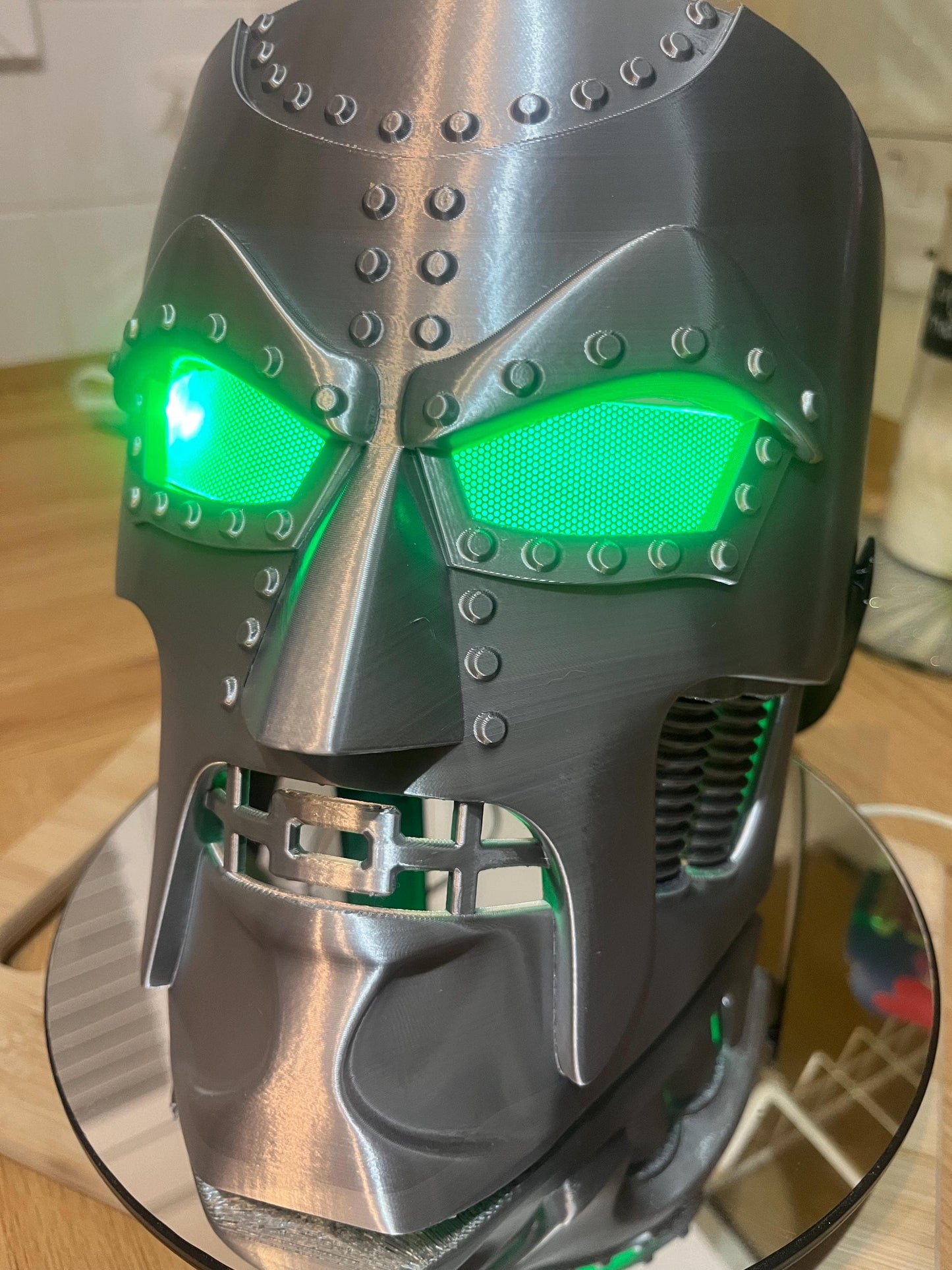 Dr Doom Mask with LED light eyes and twist tightening head strap