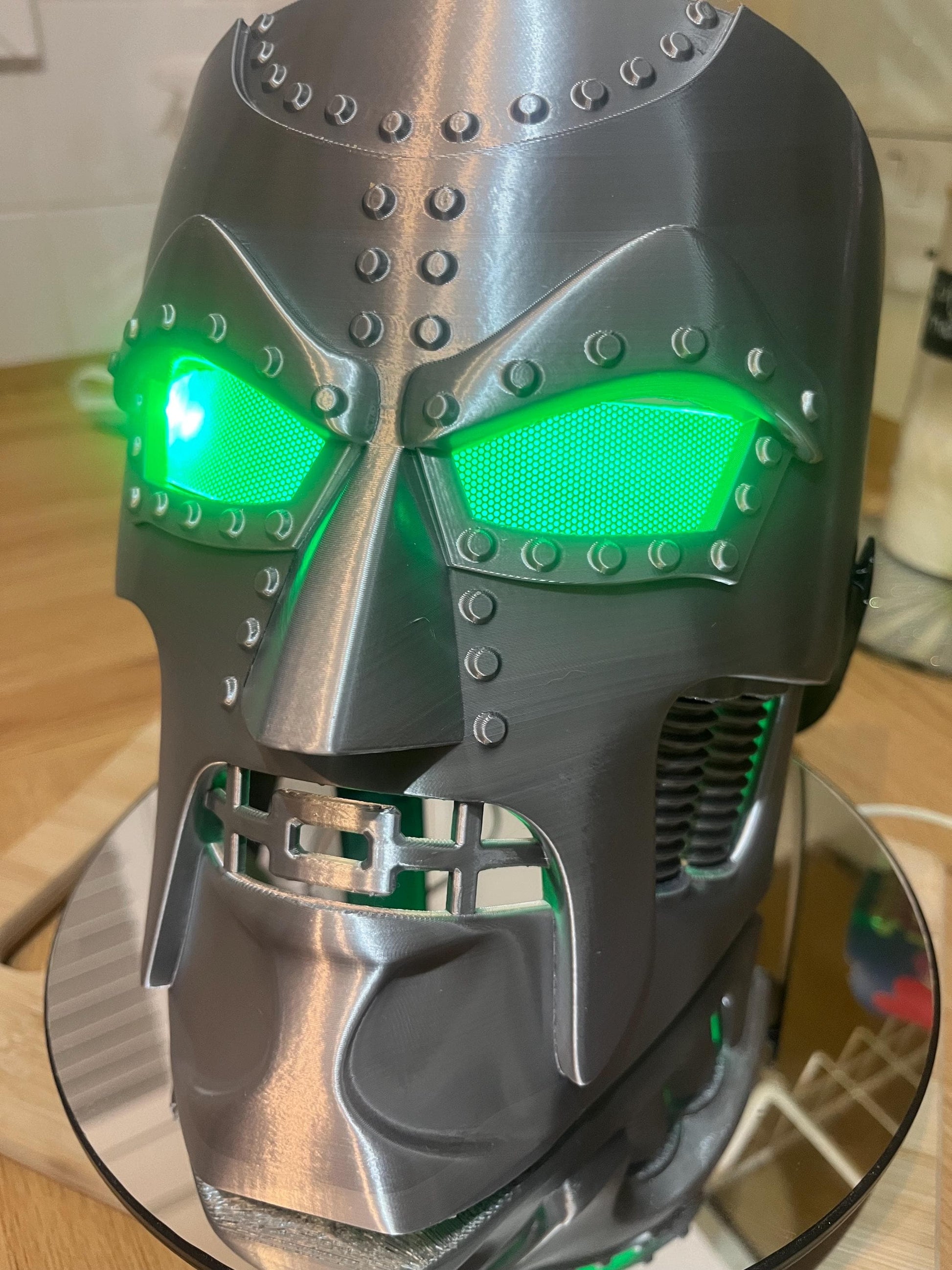 Dr Doom Mask with LED light eyes and twist tightening head strap