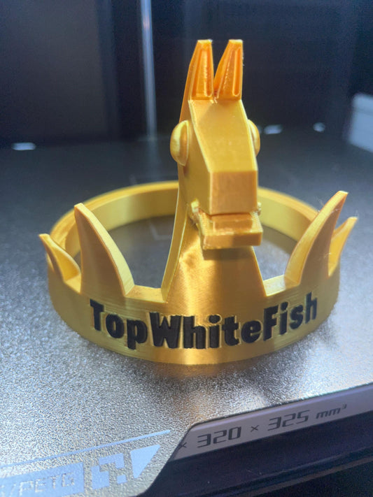 Gold Victory Crown with Black Personalisation text
