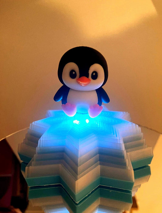 Penguin Fidget Toy with LED Puck Light