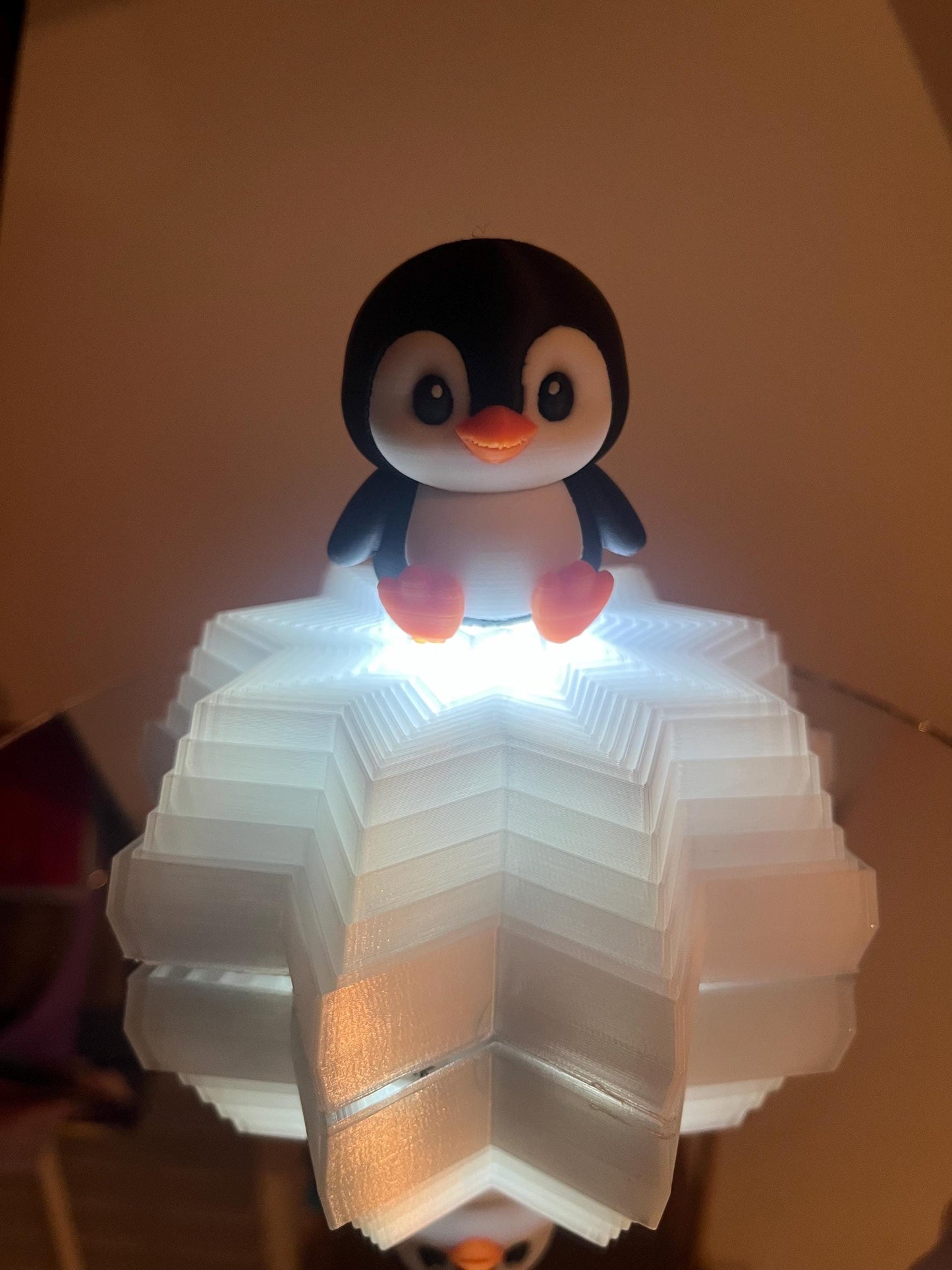 Ice White Penguin Fidget with Puck Light