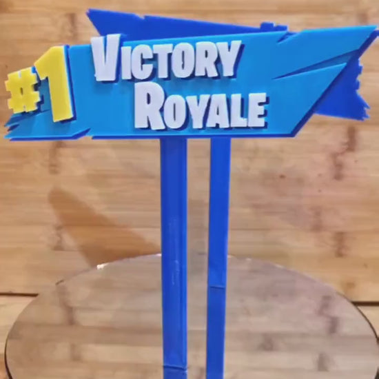 Fortnight Victory Royale 3D sign and cake topper with base - 100% FDA food safe - gamers birthday